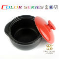Red and black ceramic stewing small soup pot with cover